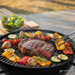 Cuisson basse côte barbecue maîtrisée, saignante et juteuse, accompagnée de légumes grillés pour un repas healthy et gourmand.