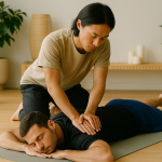 Le Shiatsu — pressions sur les muscles du dos pour la récupération sportive