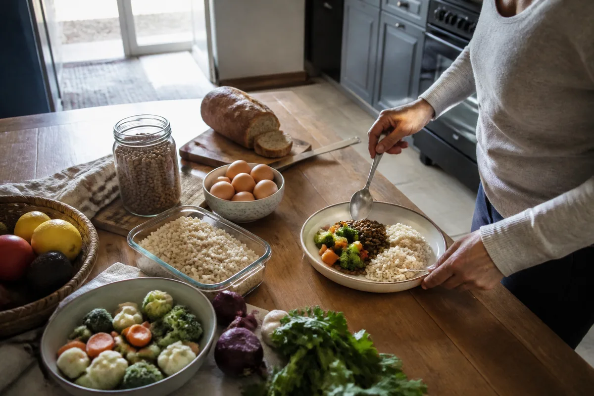 Préparation d'aliments variés pour composer des repas équilibrés